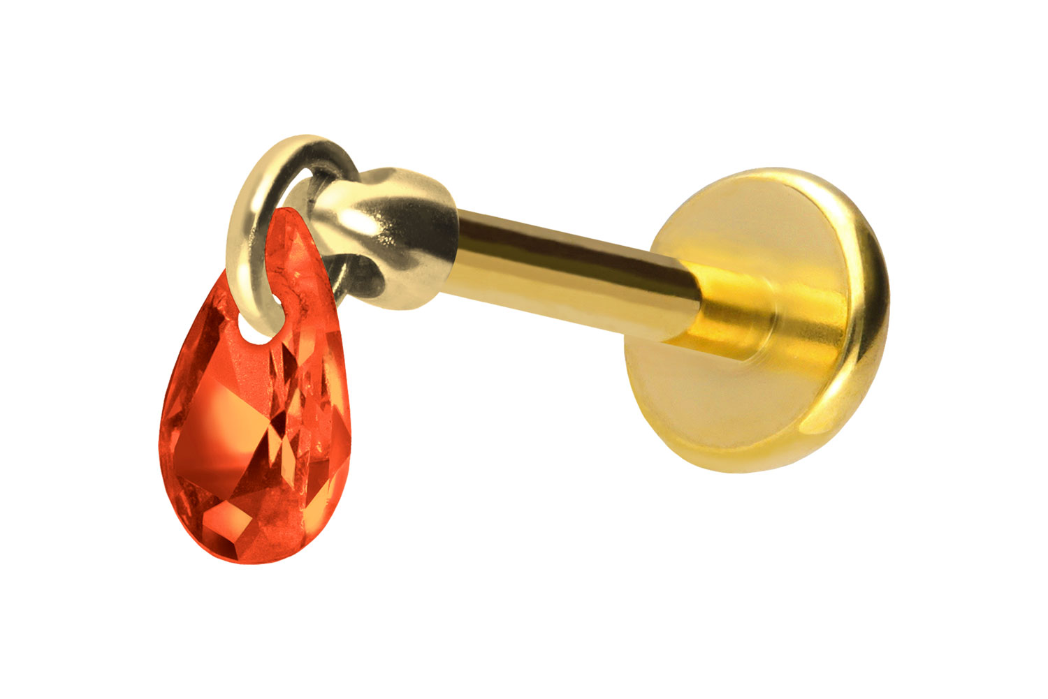 Titan Labret Piercing mit Push Fit KRISTALLTROPFEN